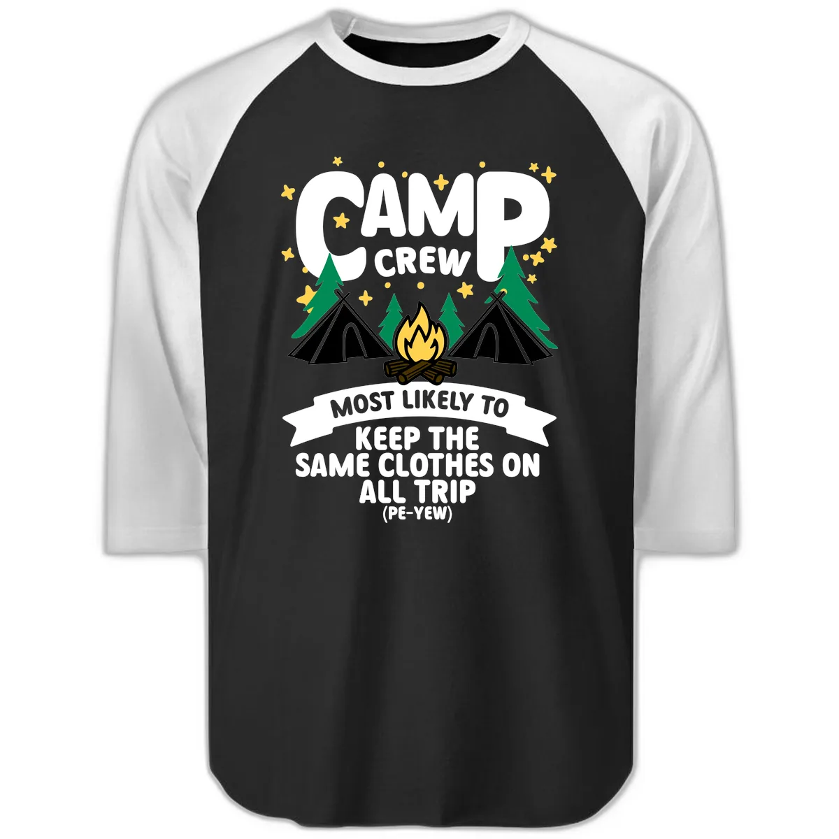 Camp Crew Clothes Repeat Raglan 3/4 in Black White