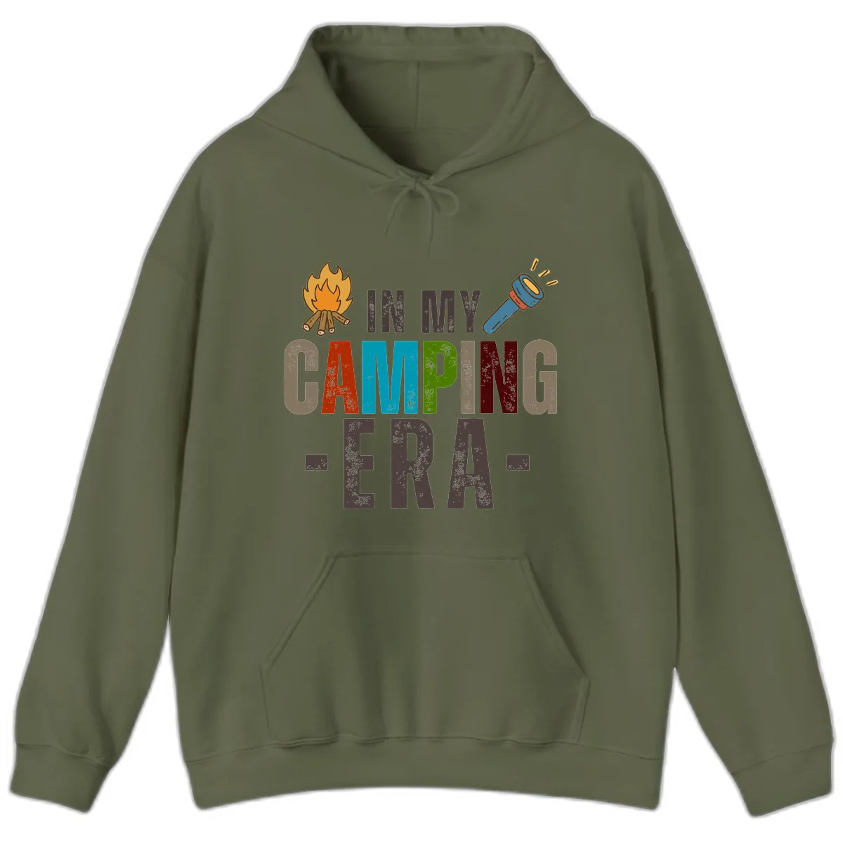 In My Camping Era Hoodie in Military Green