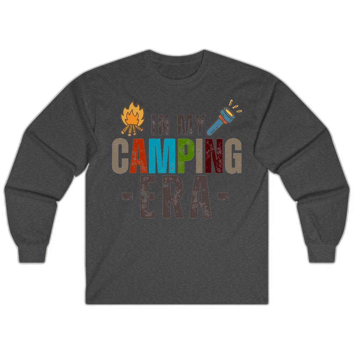 In My Camping Era Long Sleeve in Dark Heather