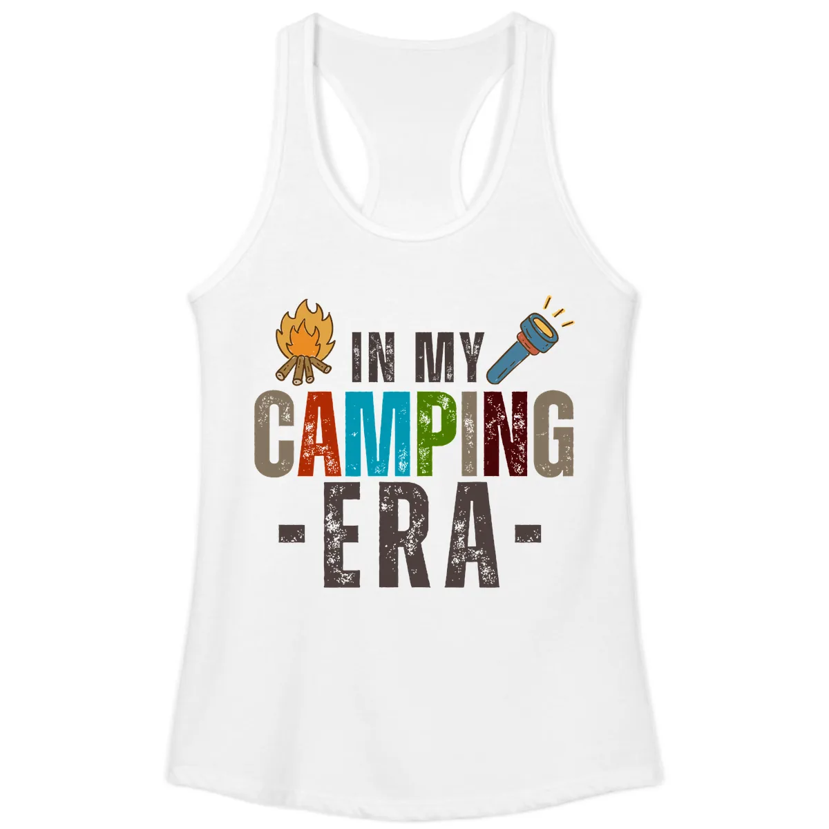 In My Camping Era Ladies Tank in White