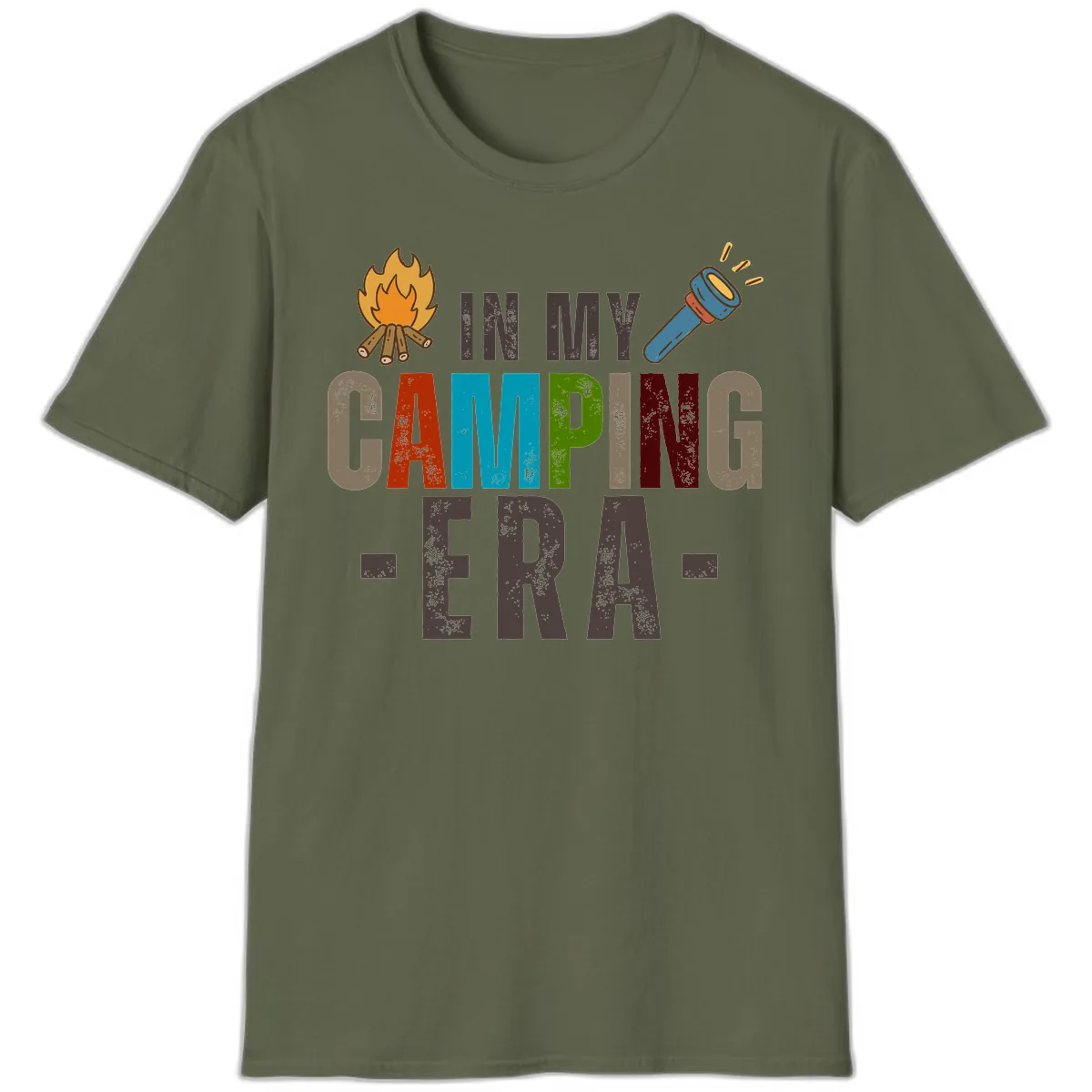 In My Camping Era T-Shirt in Military Green