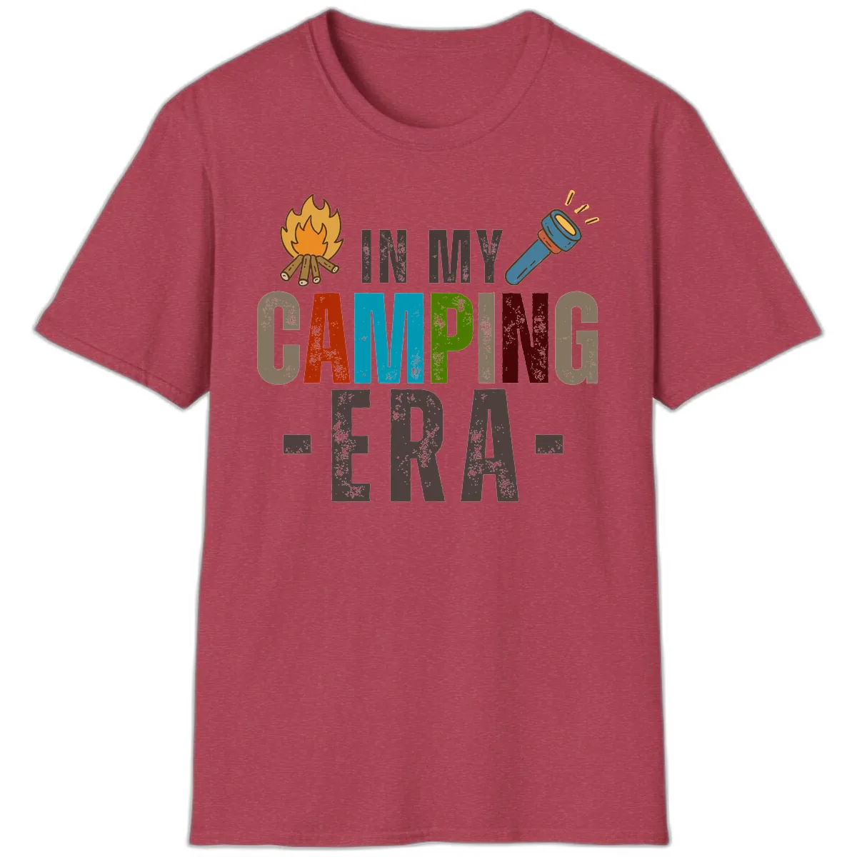 In My Camping Era T-Shirt in Heather Cardinal