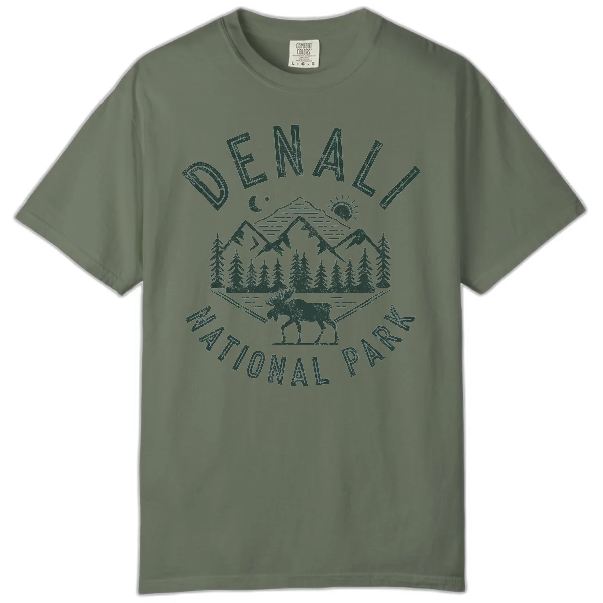 Denial National Park Moose Adventure Comfort Color in Moss