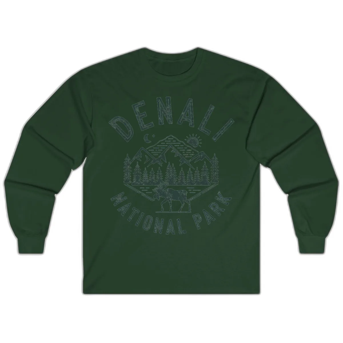 Denial National Park Moose Adventure Long Sleeve in Forest Green