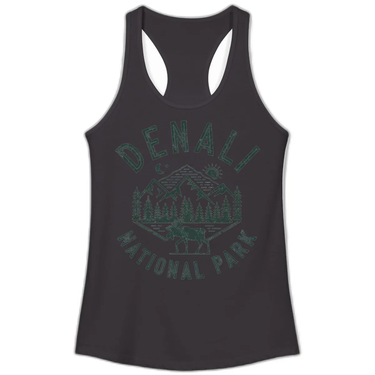 Denial National Park Moose Adventure Ladies Tank in Black