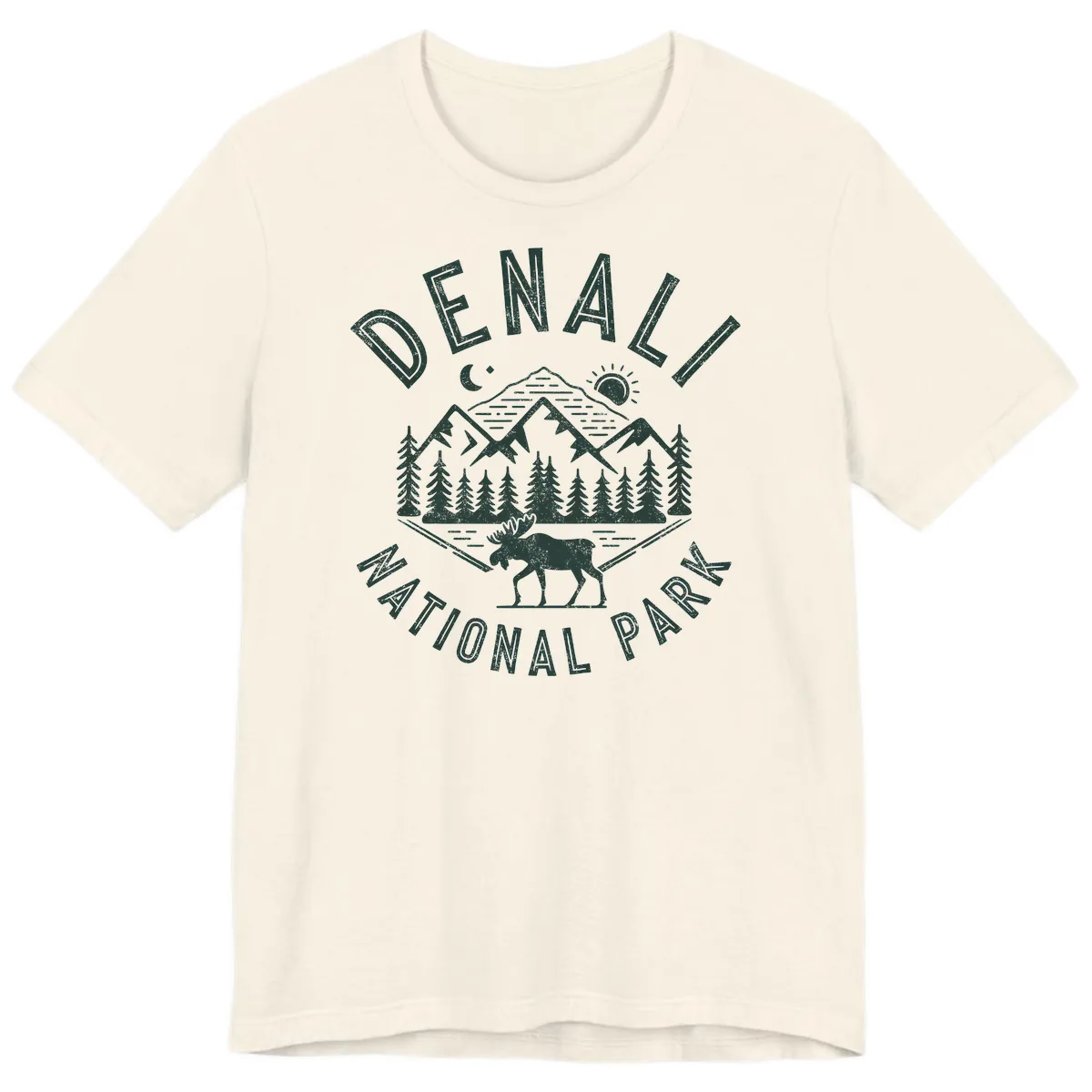 Denial National Park Moose Adventure Premium T-Shirt in Natural