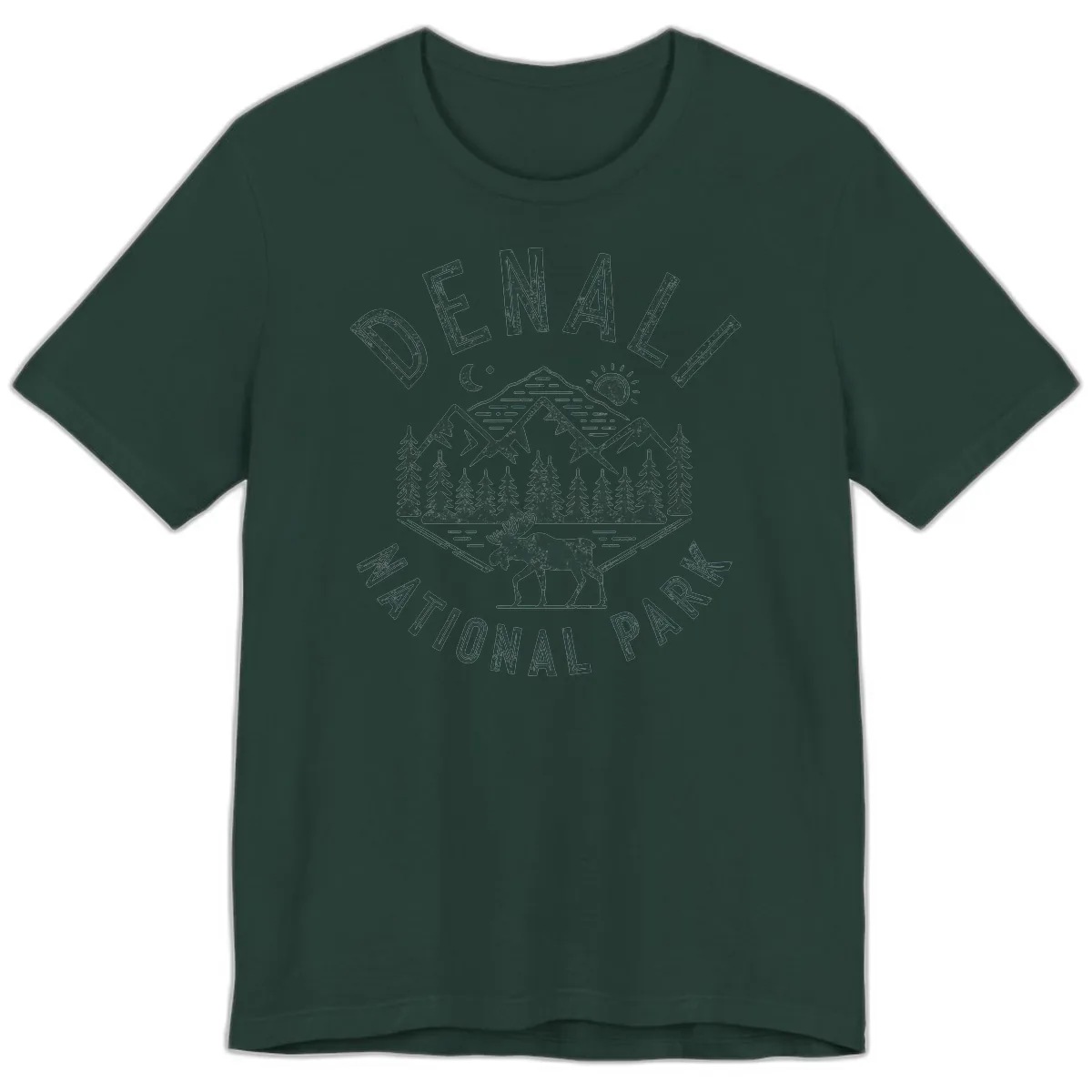 Denial National Park Moose Adventure Premium T-Shirt in Forest