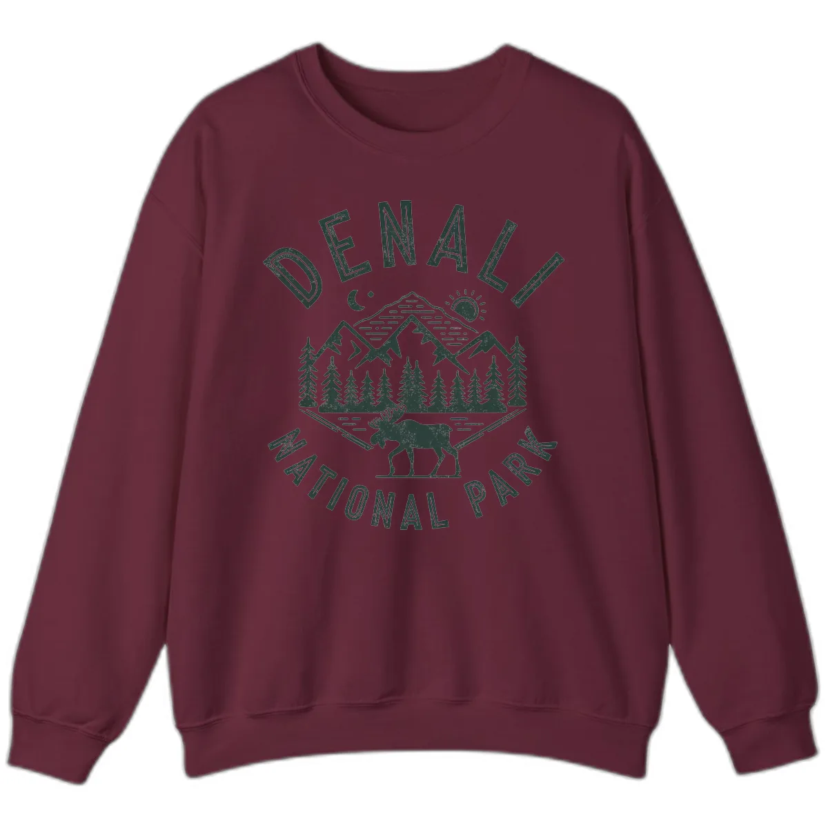Denial National Park Moose Adventure Sweatshirt in Maroon