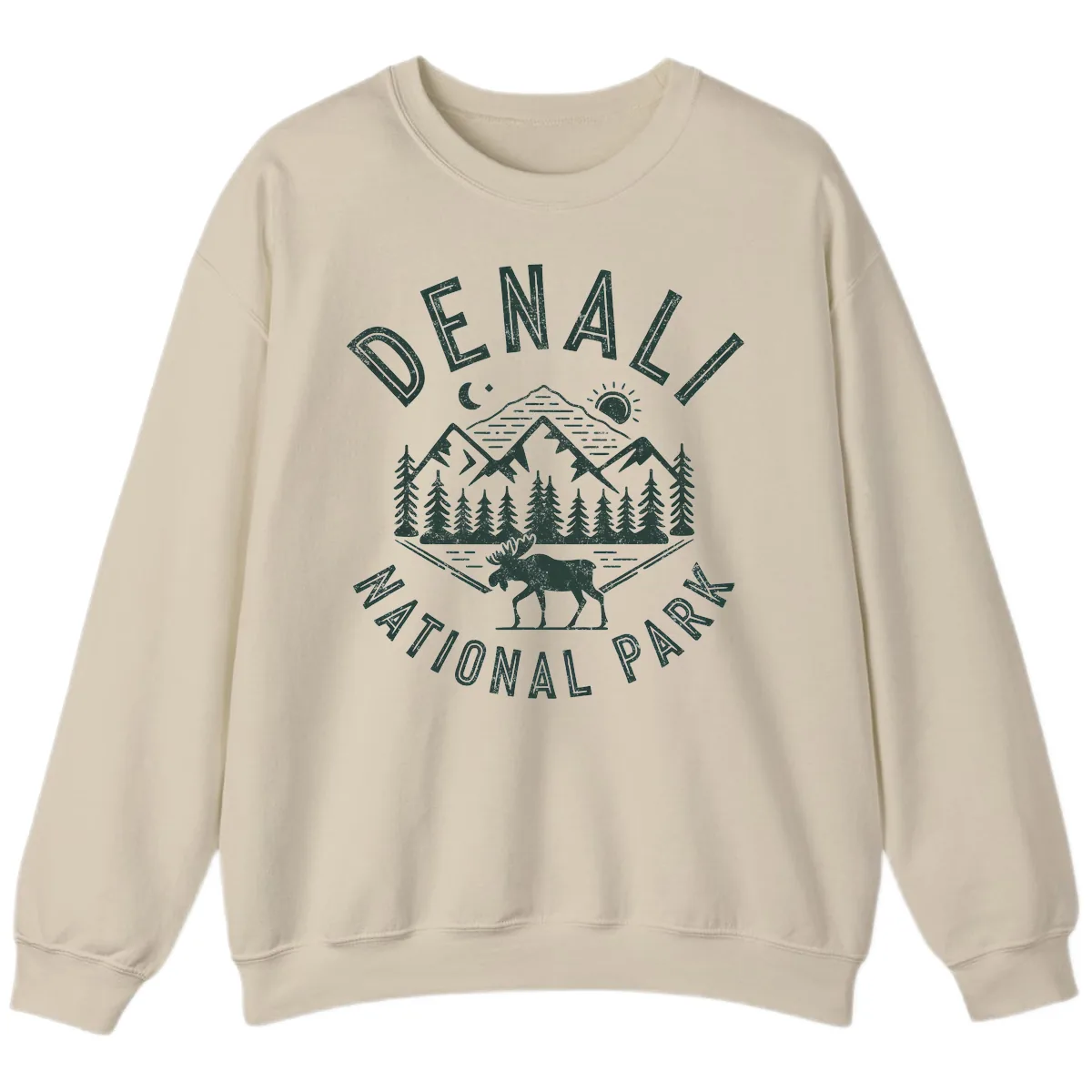 Denial National Park Moose Adventure Sweatshirt in Sand