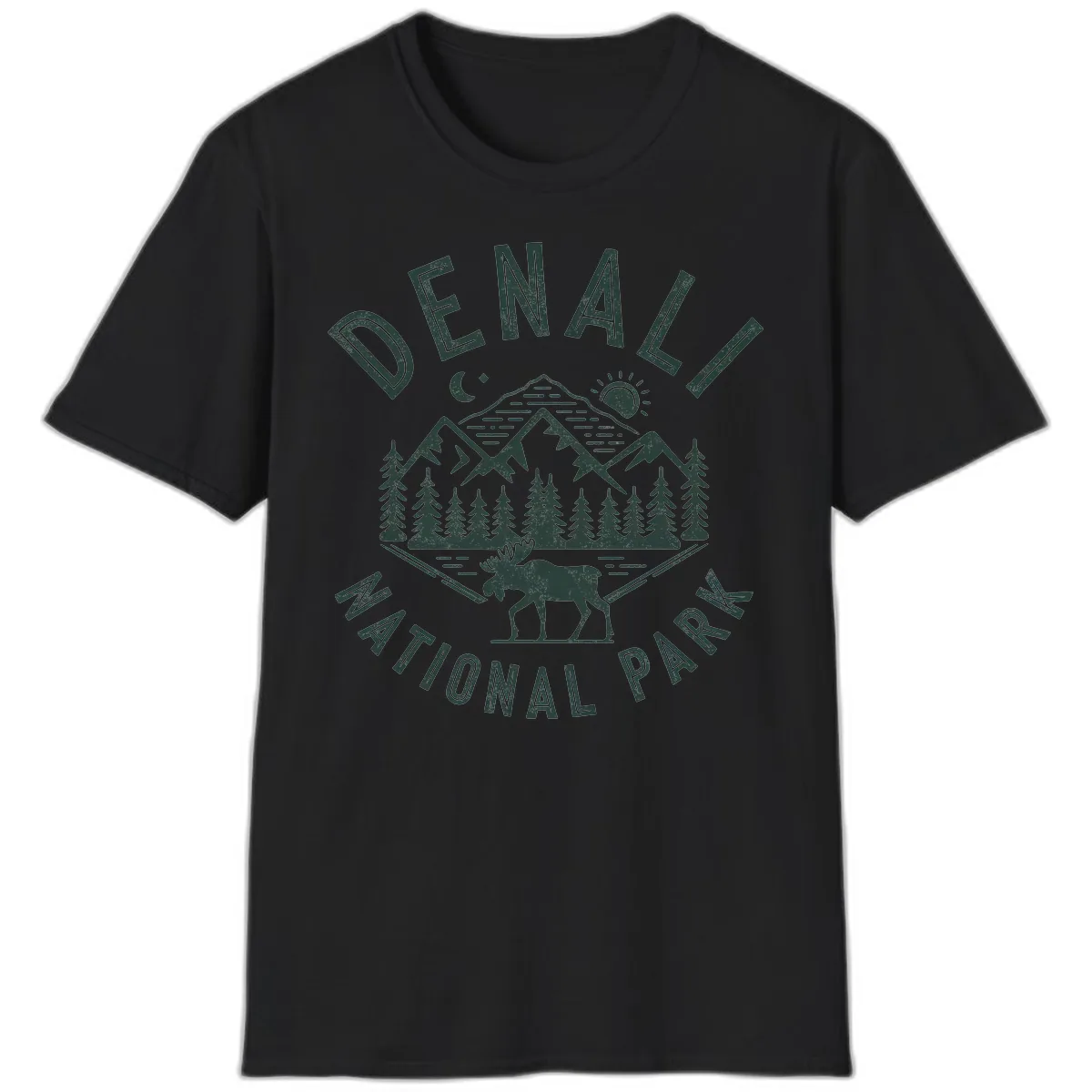 Denial National Park Moose Adventure T-Shirt in Black