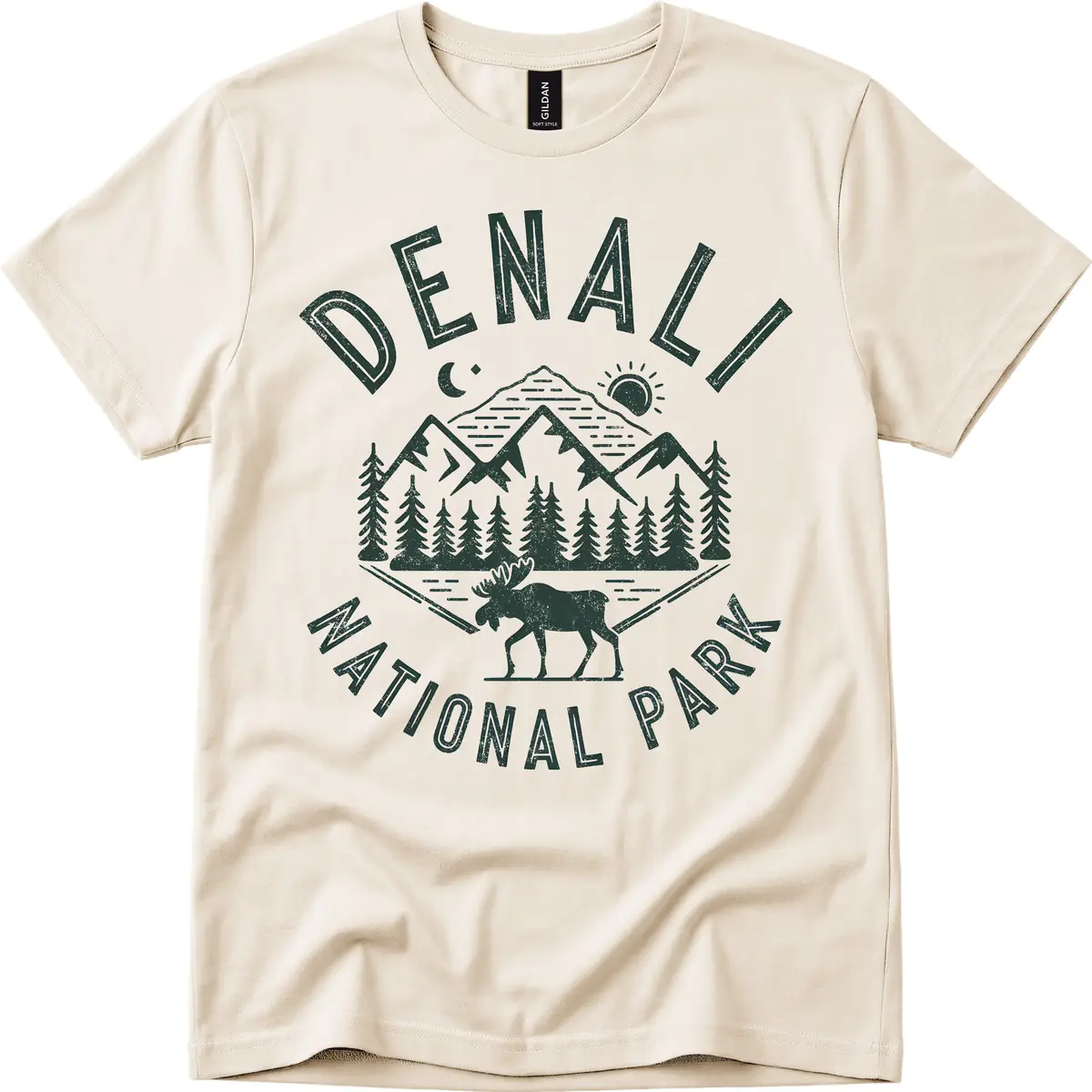 Denial National Park Moose Adventure T-Shirt in Natural
