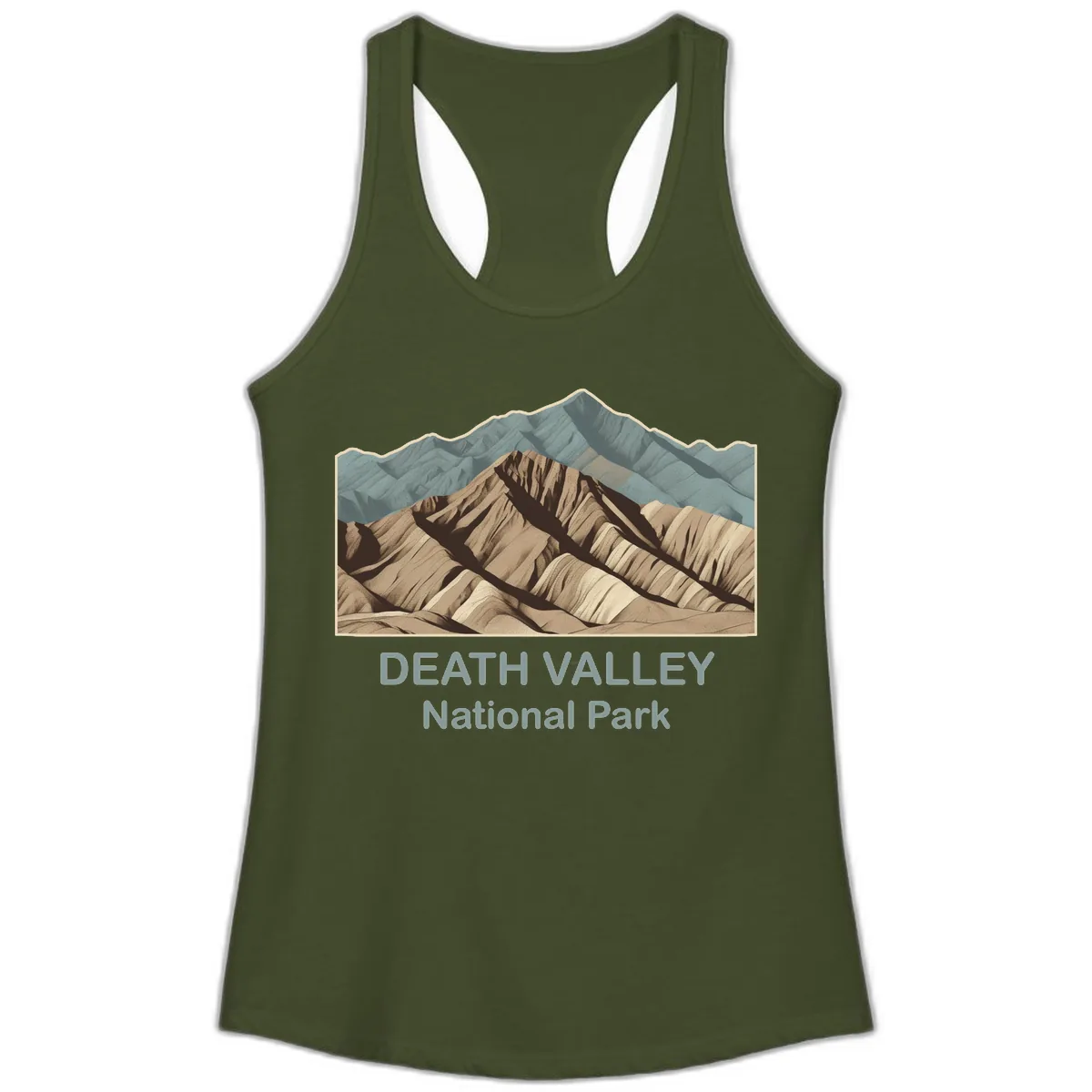 Death Valley National Park Ladies Tank in Solid Military Green