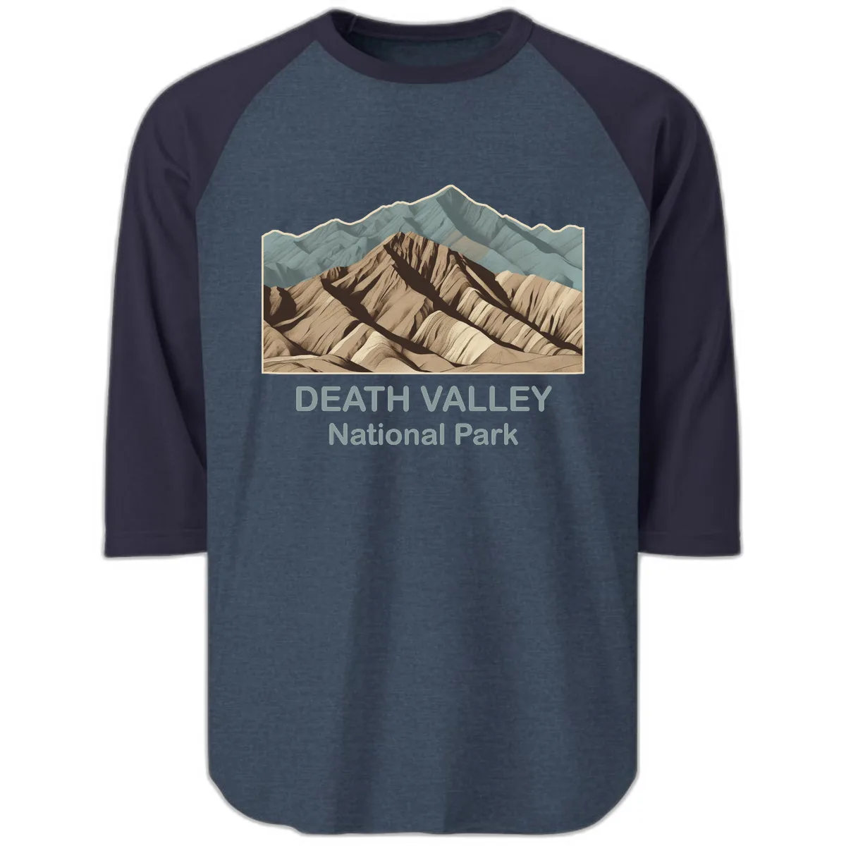 Death Valley National Park Raglan 3/4 in Heather Denim Navy