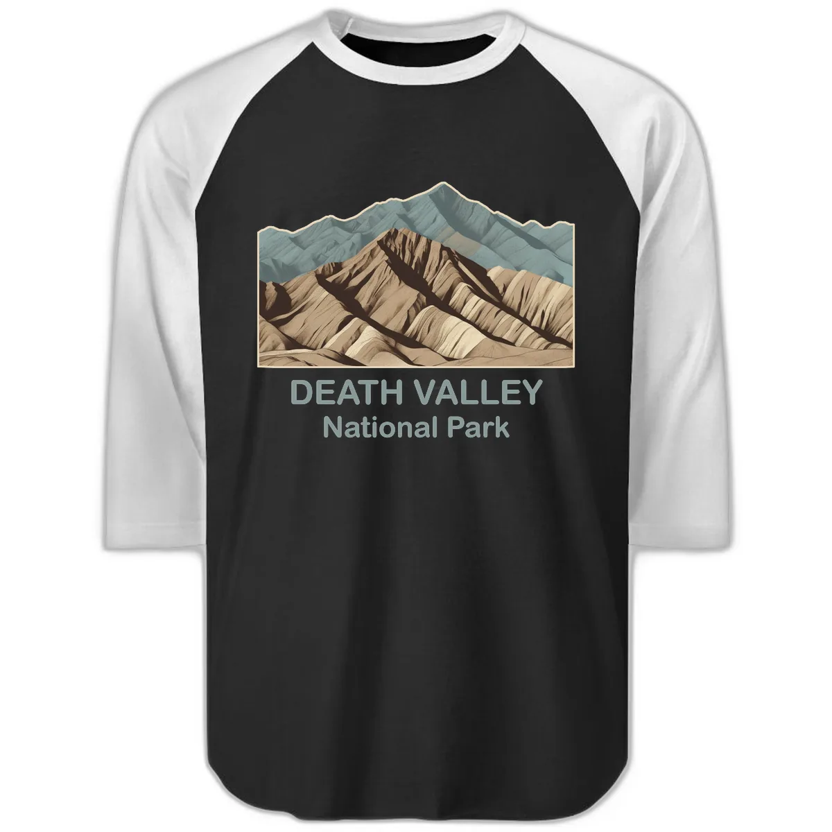 Death Valley National Park Raglan 3/4 in Black White
