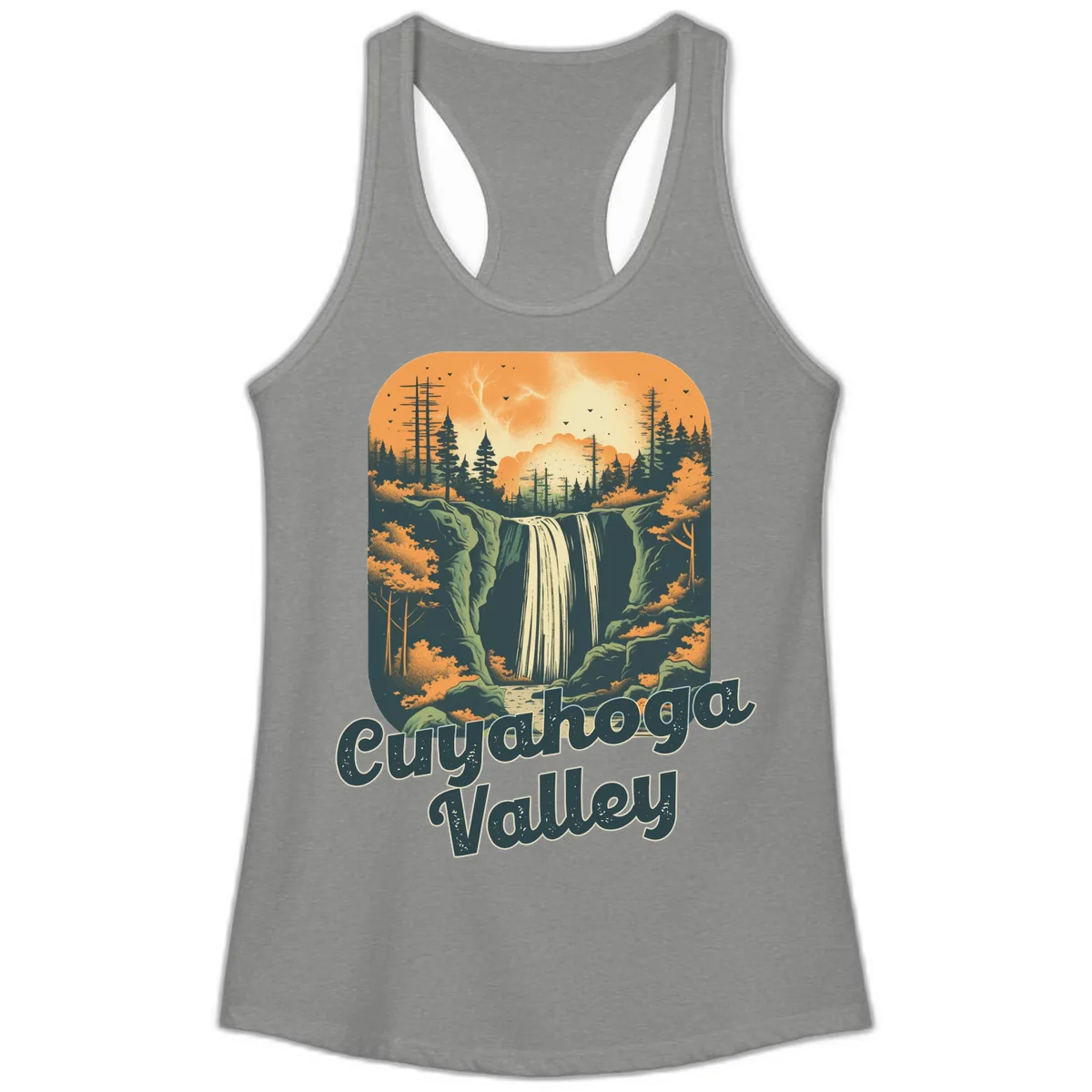 Eureka Valley Waterfall Ladies Tank in Heather Grey