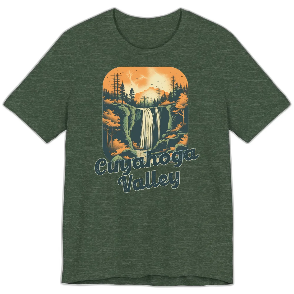 Eureka Valley Waterfall Premium T-Shirt in Heather Forest