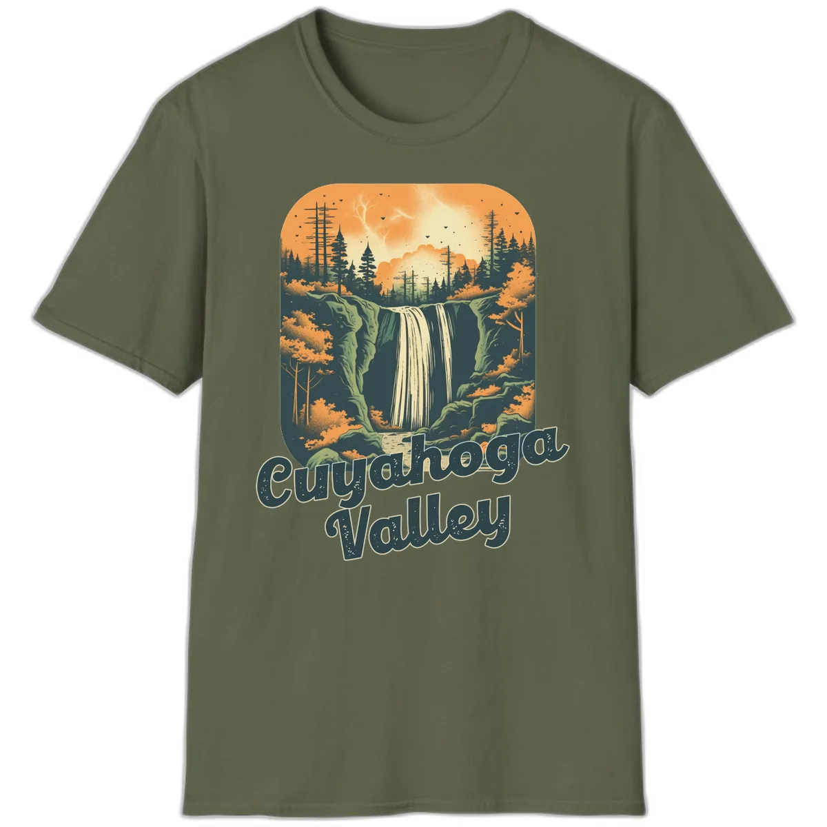 Eureka Valley Waterfall T-Shirt in Military Green