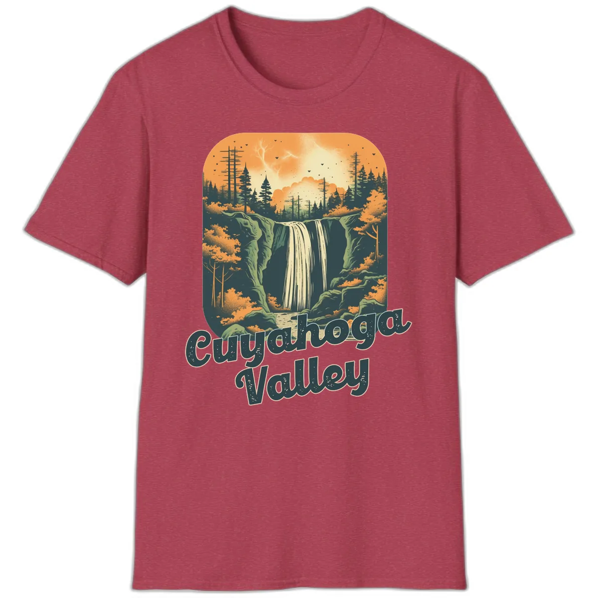 Eureka Valley Waterfall T-Shirt in Heather Cardinal