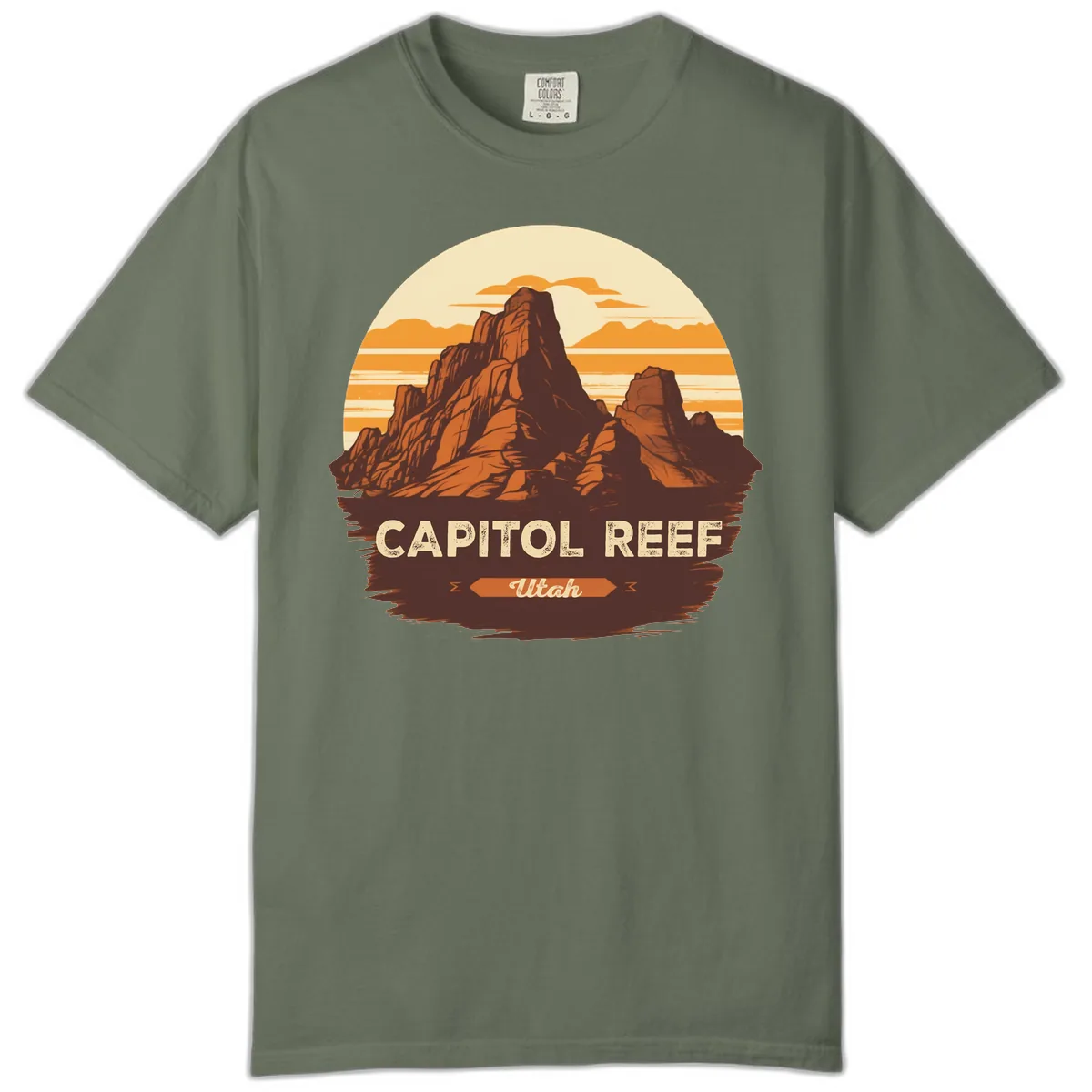 Capitol Reef Utah Desert Rock Formation Comfort Color in Moss