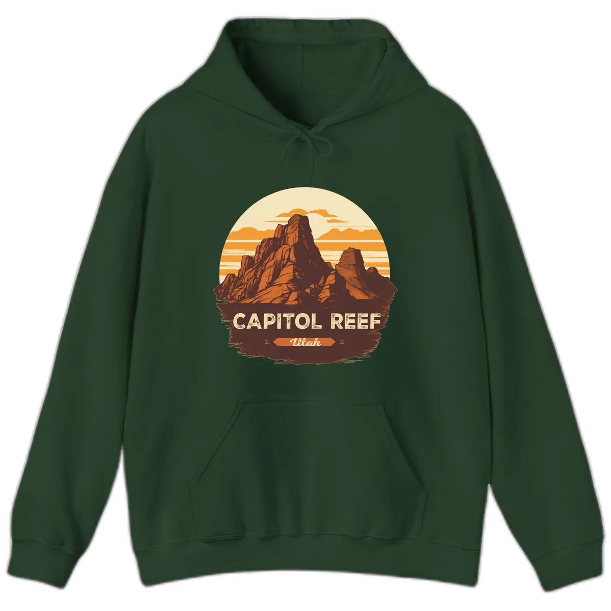 Capitol Reef Utah Desert Rock Formation Hoodie in Forest Green