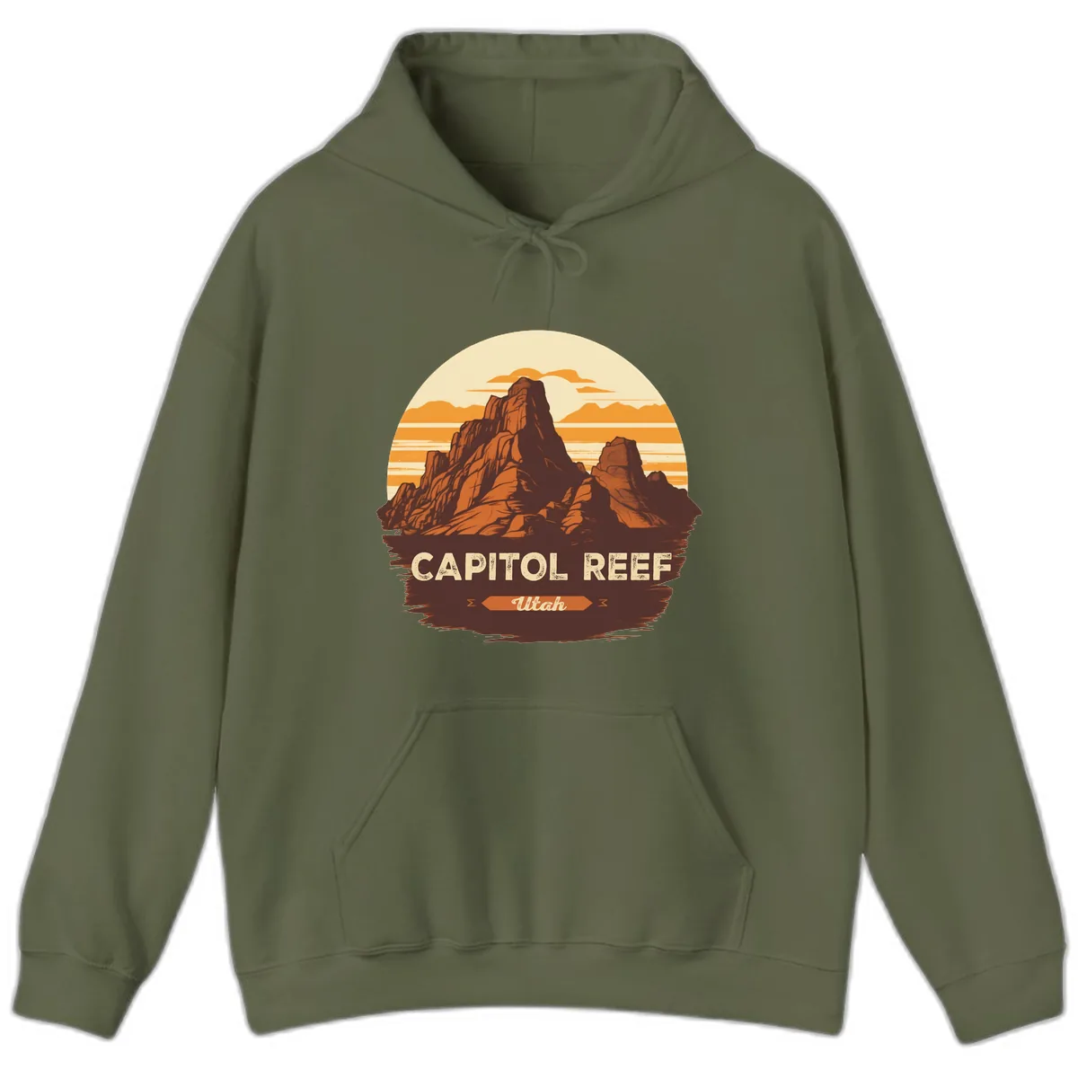 Capitol Reef Utah Desert Rock Formation Hoodie in Military Green