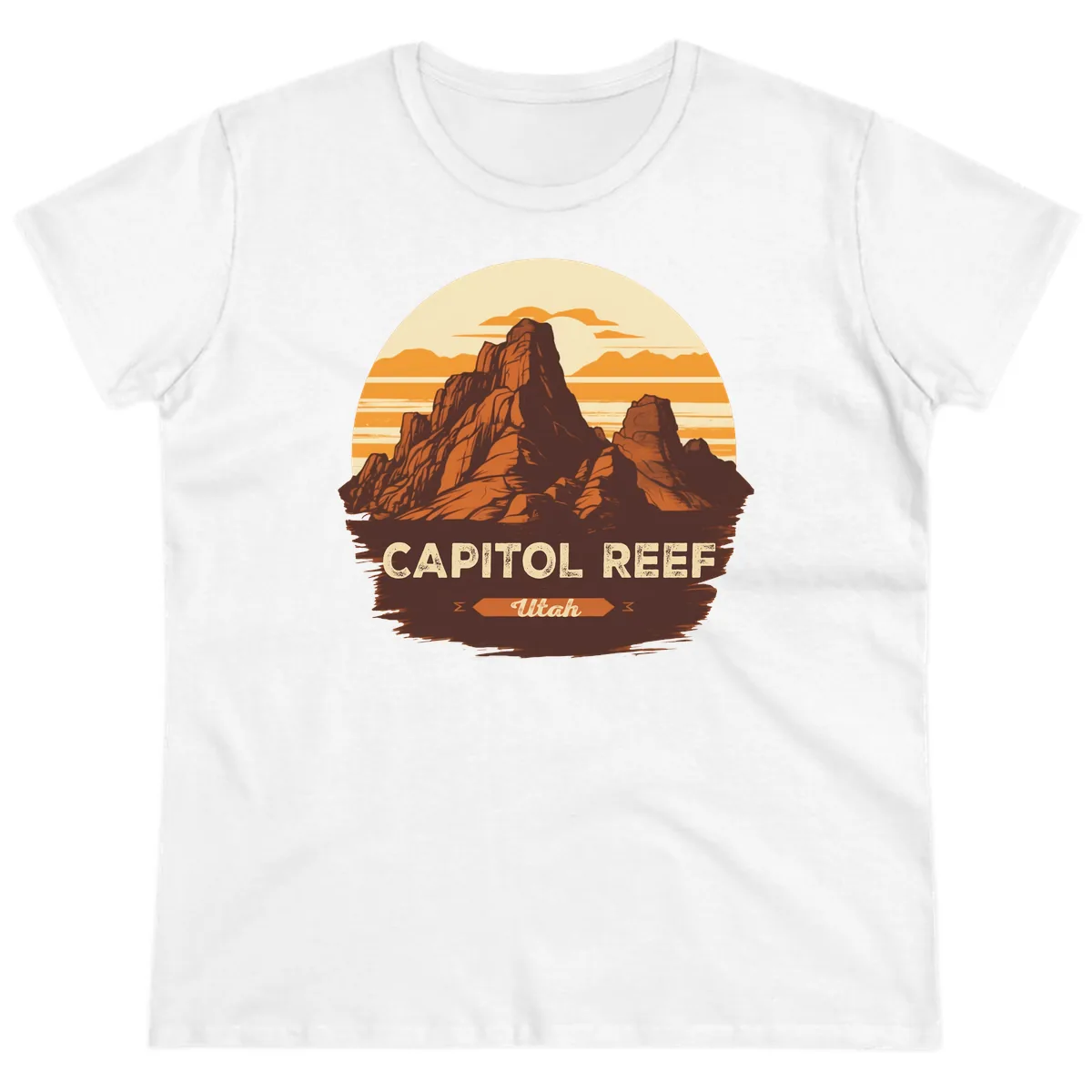 Capitol Reef Utah Desert Rock Formation Ladies Tee in White
