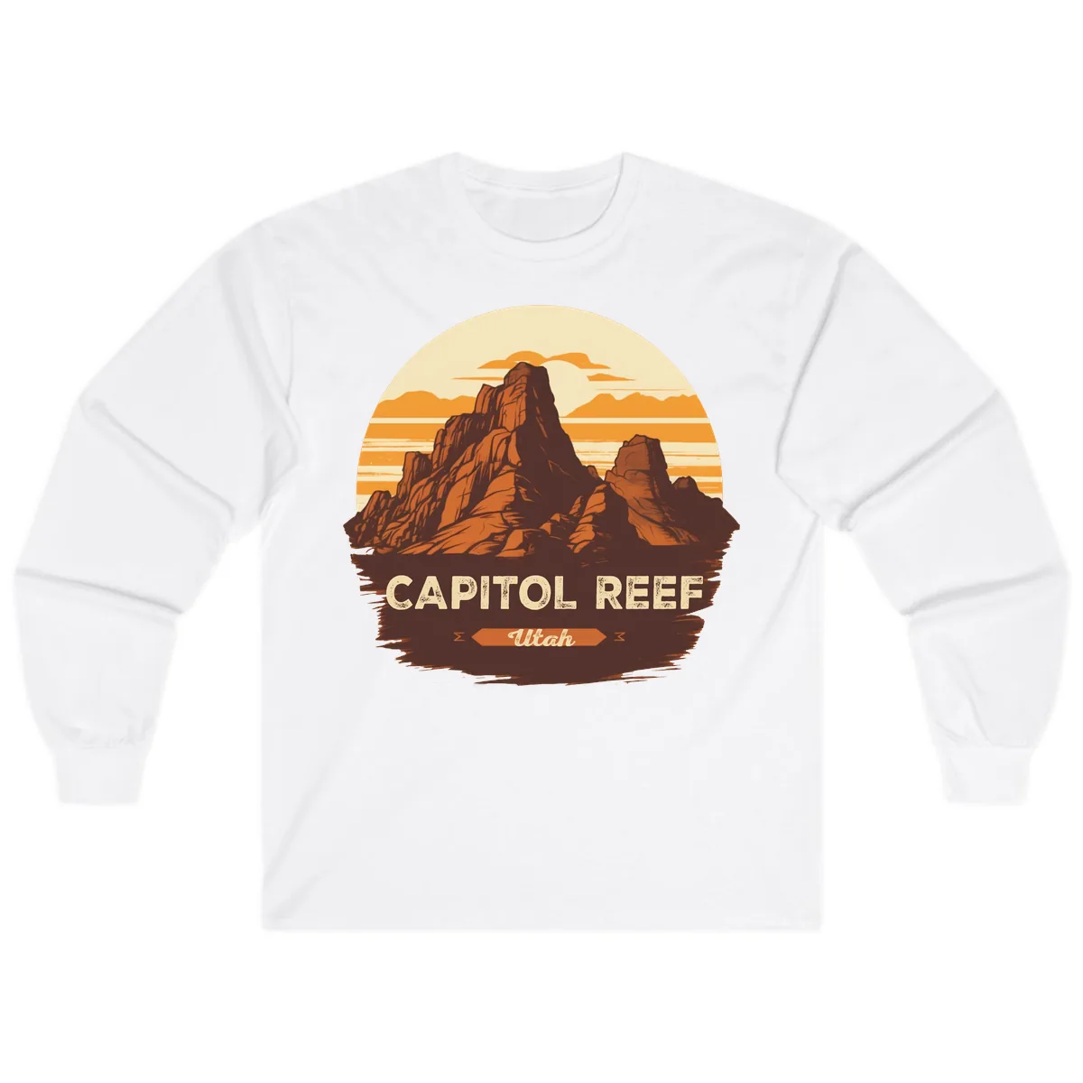 Capitol Reef Utah Desert Rock Formation Long Sleeve in White