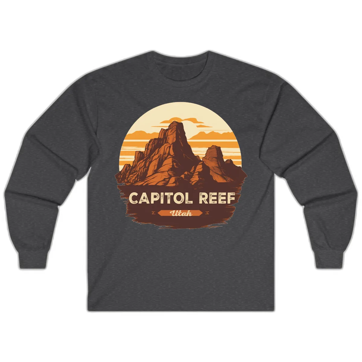 Capitol Reef Utah Desert Rock Formation Long Sleeve in Dark Heather