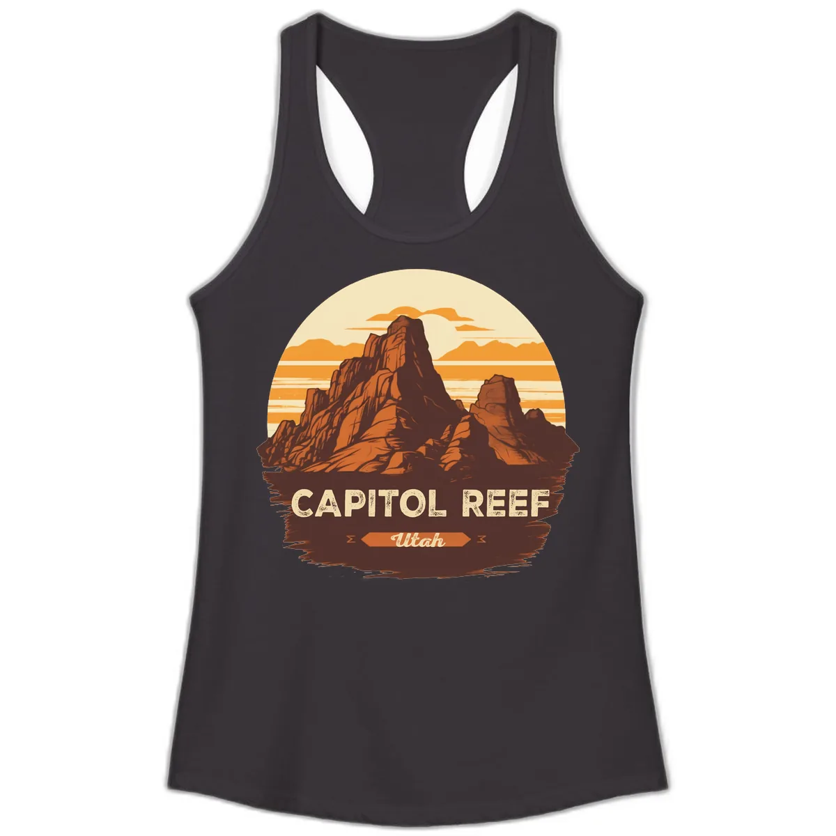 Capitol Reef Utah Desert Rock Formation Ladies Tank in Black