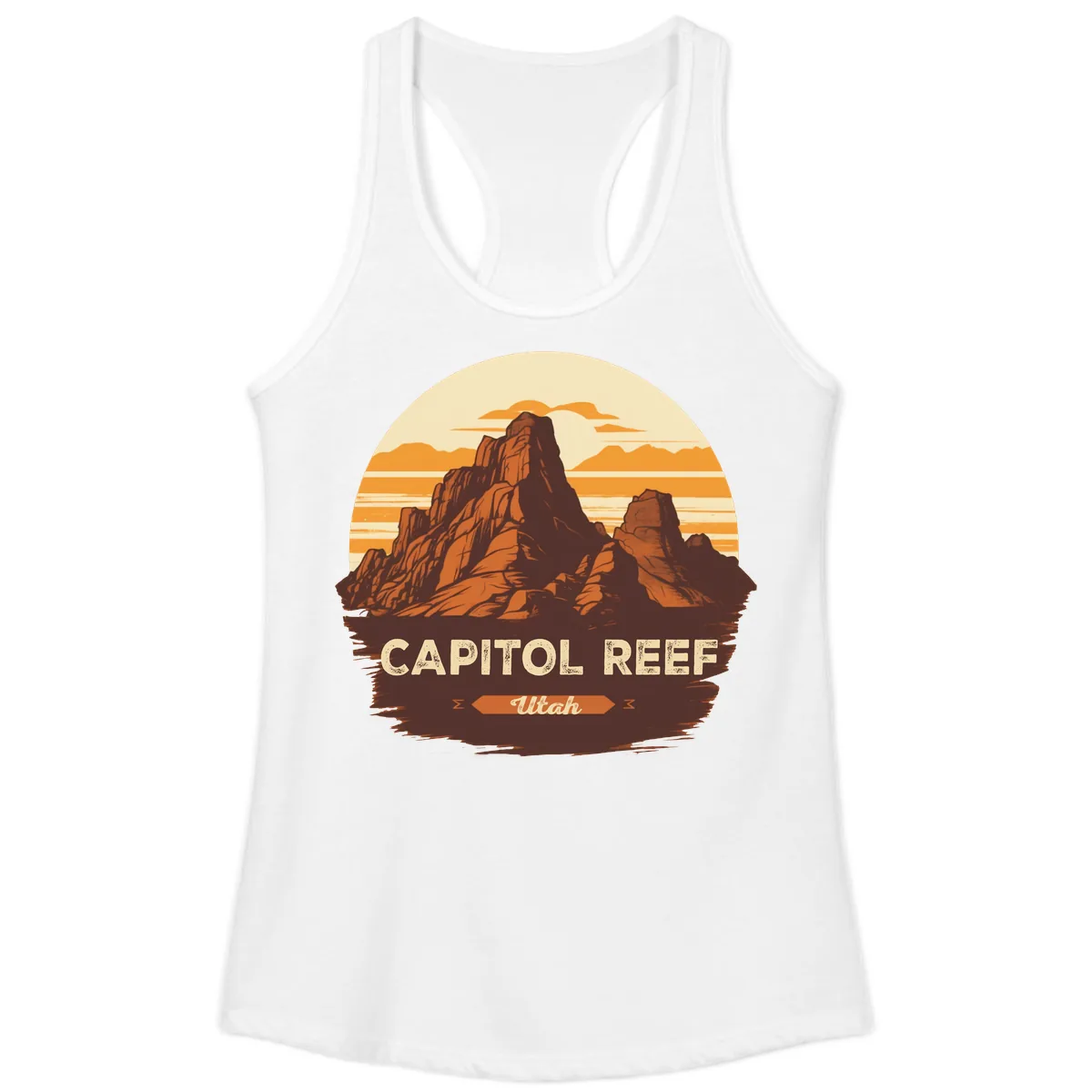 Capitol Reef Utah Desert Rock Formation Ladies Tank in White