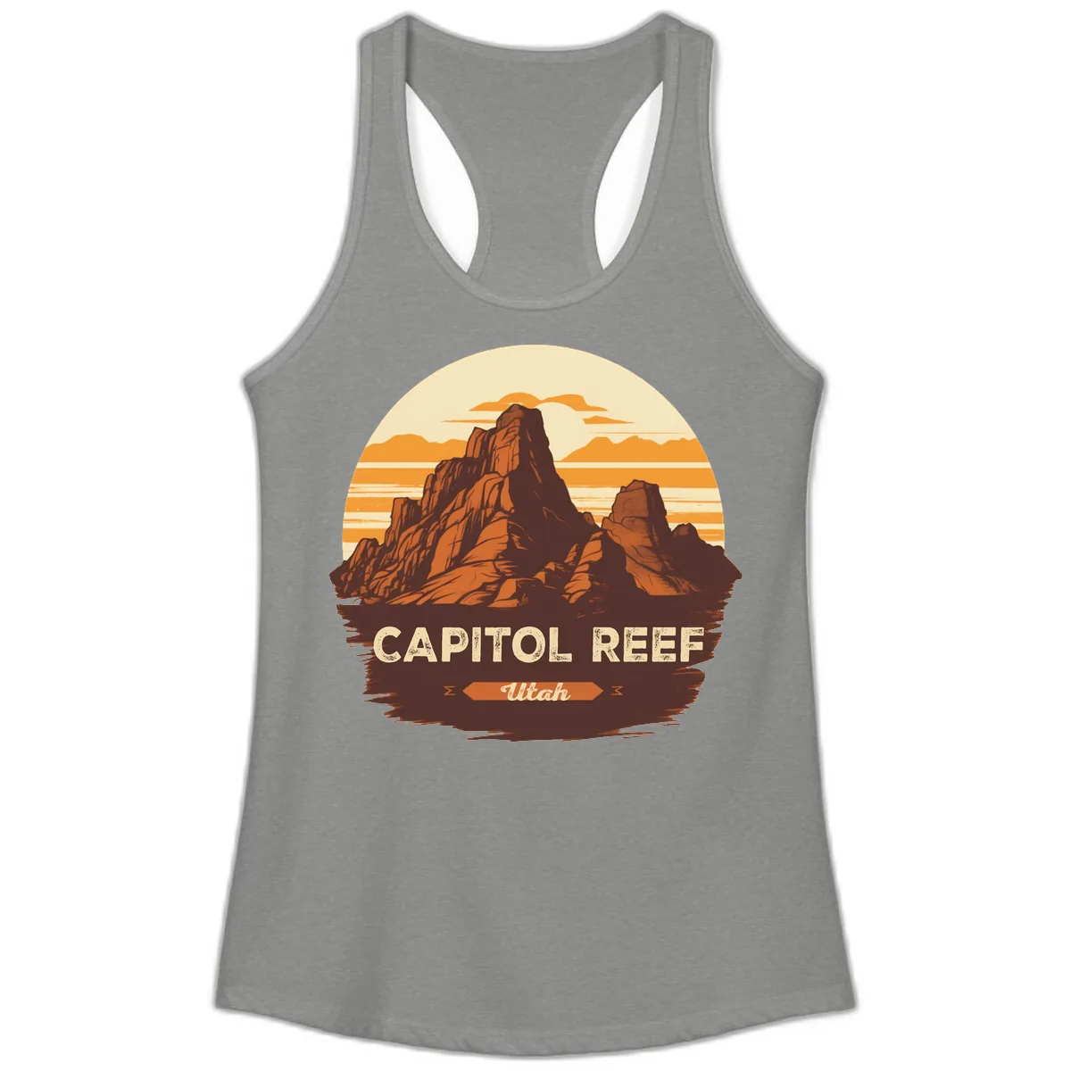 Capitol Reef Utah Desert Rock Formation Ladies Tank in Heather Grey