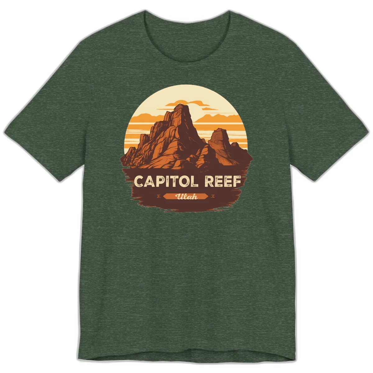 Capitol Reef Utah Desert Rock Formation Premium T-Shirt in Heather Forest