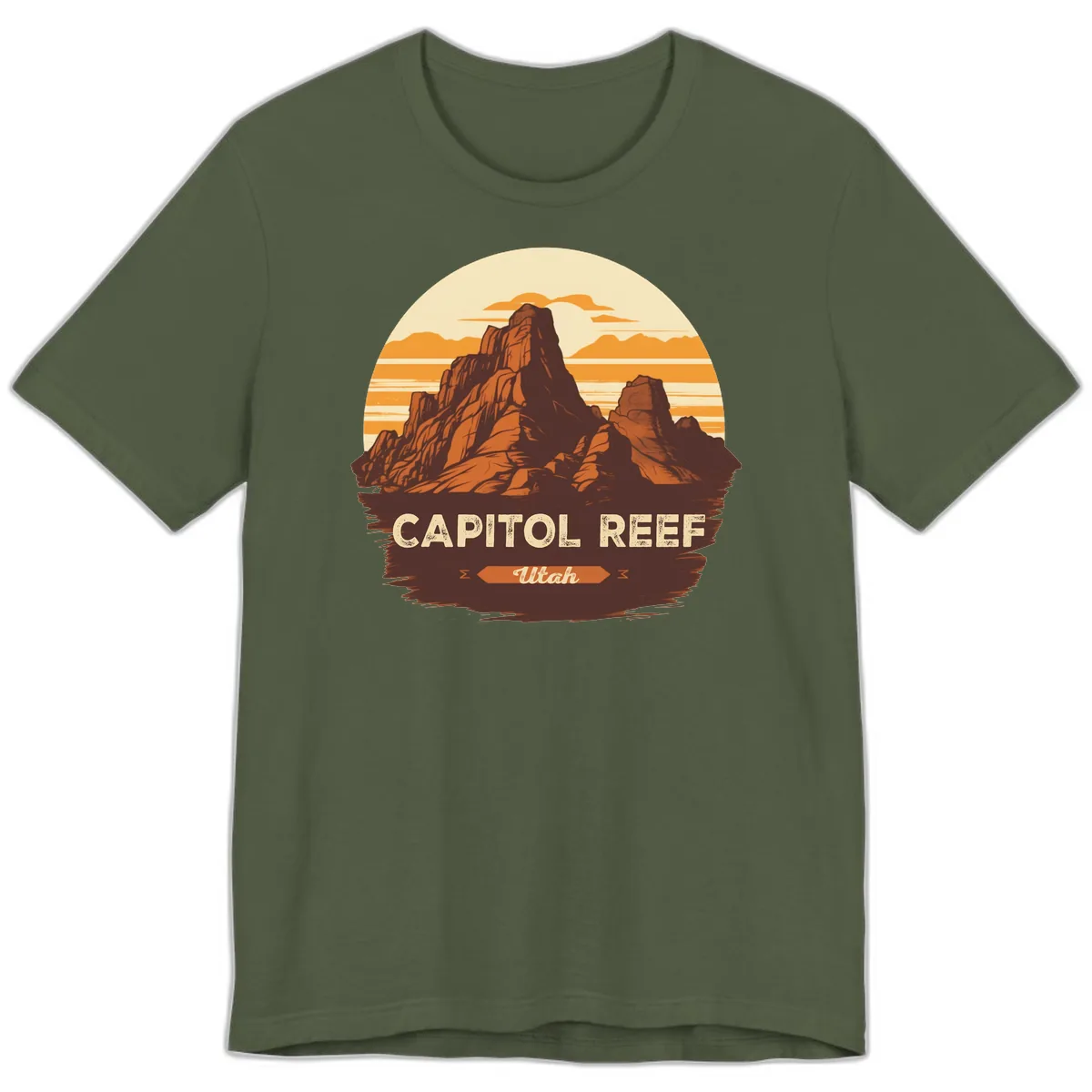 Capitol Reef Utah Desert Rock Formation Premium T-Shirt in Military Green