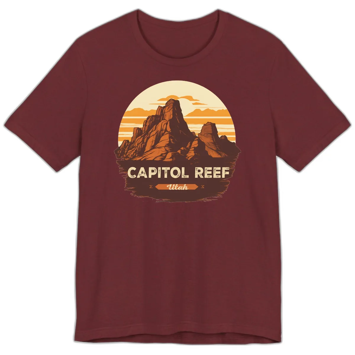 Capitol Reef Utah Desert Rock Formation Premium T-Shirt in Heather Cardinal