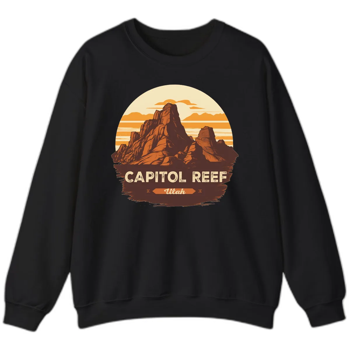 Capitol Reef Utah Desert Rock Formation Sweatshirt in Black