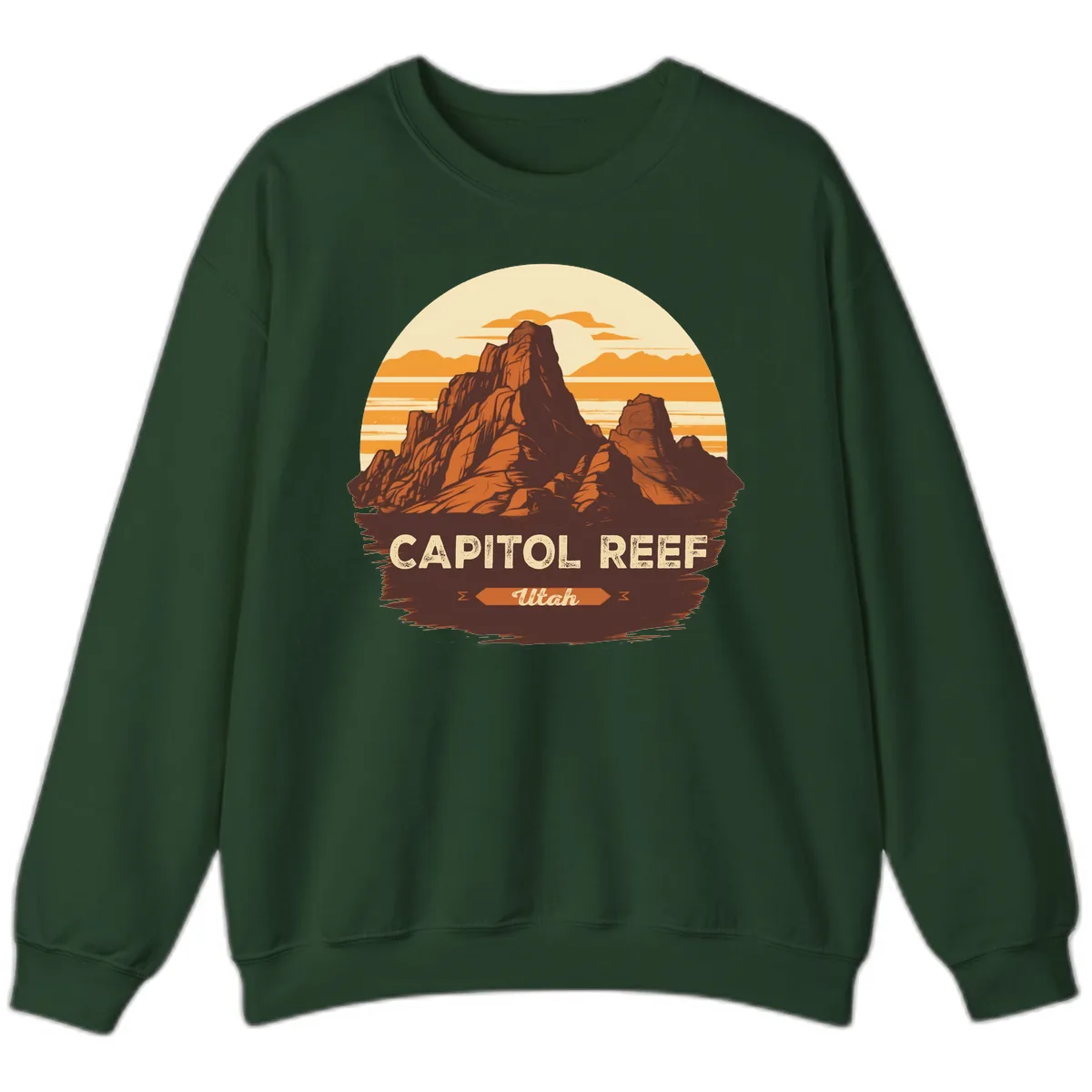 Capitol Reef Utah Desert Rock Formation Sweatshirt in Forest Green