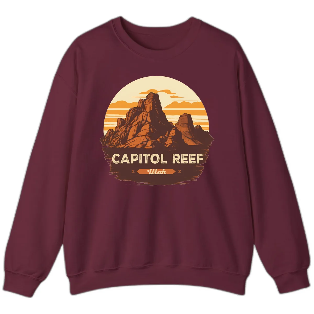 Capitol Reef Utah Desert Rock Formation Sweatshirt in Maroon
