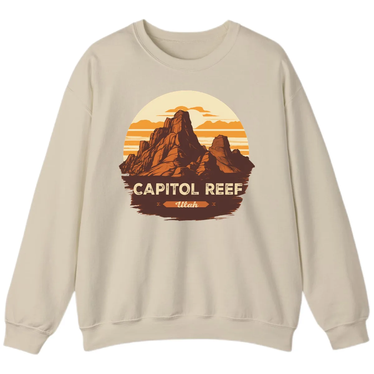 Capitol Reef Utah Desert Rock Formation Sweatshirt in Sand