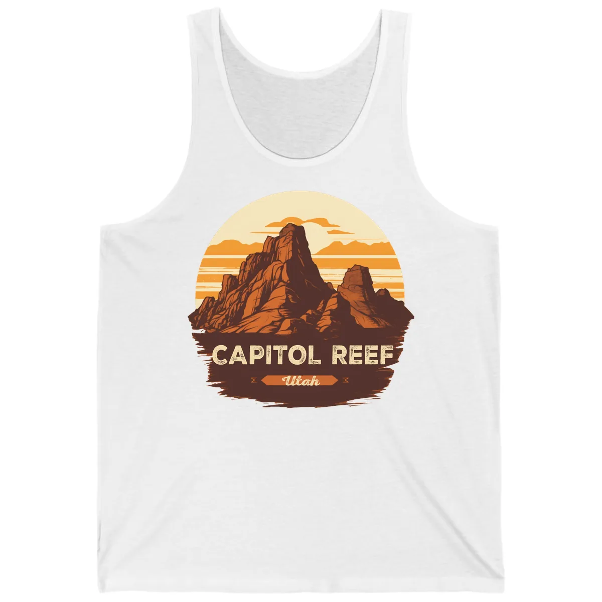 Capitol Reef Utah Desert Rock Formation Tank in White