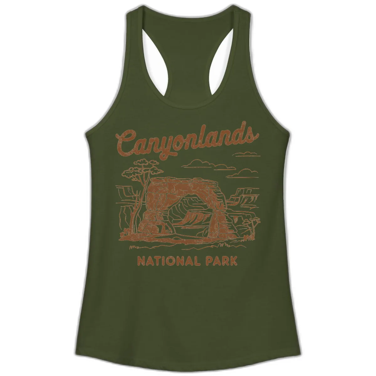 Canyonlands National Park Desert Vista Ladies Tank in Solid Military Green