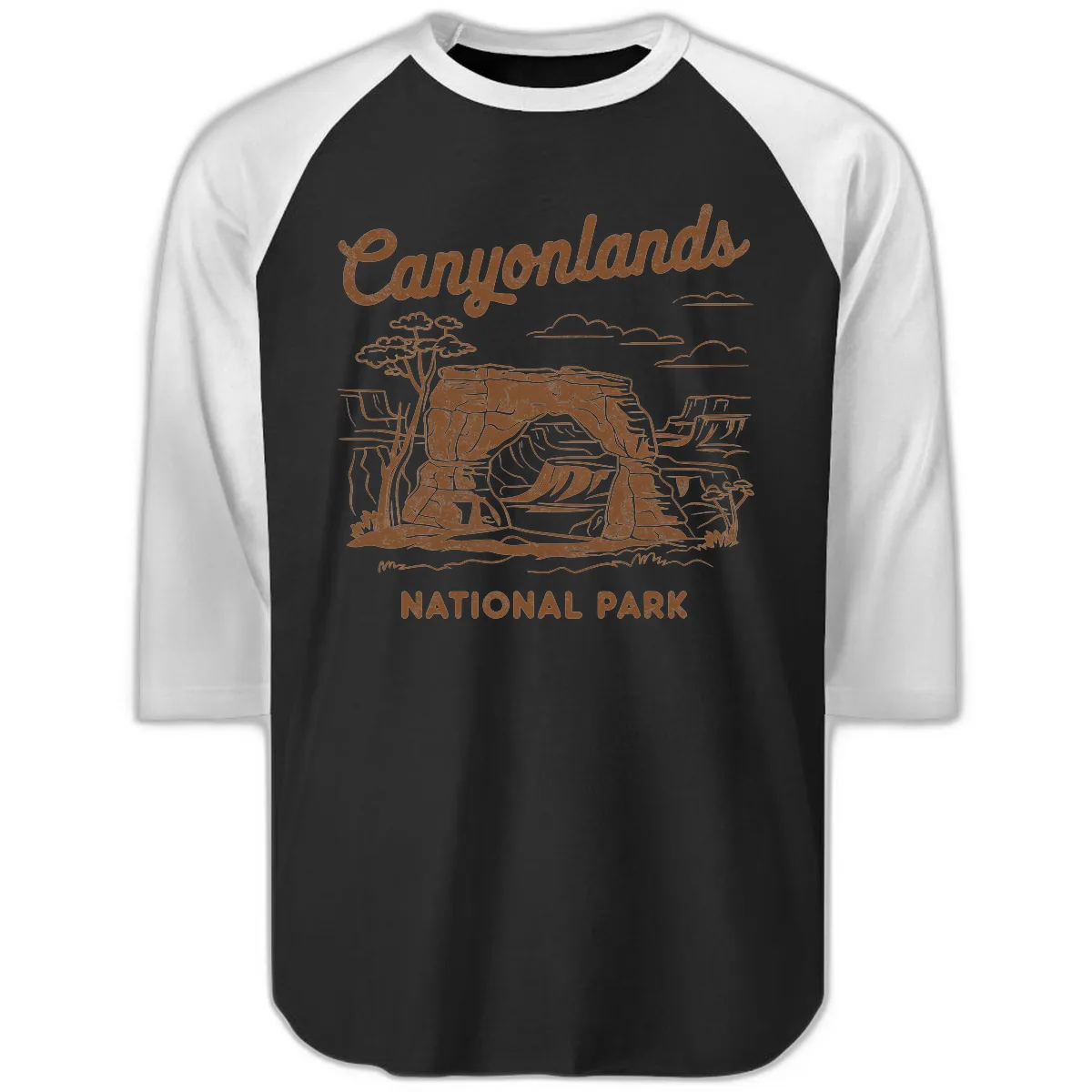 Canyonlands National Park Desert Vista Raglan 3/4 in Black White