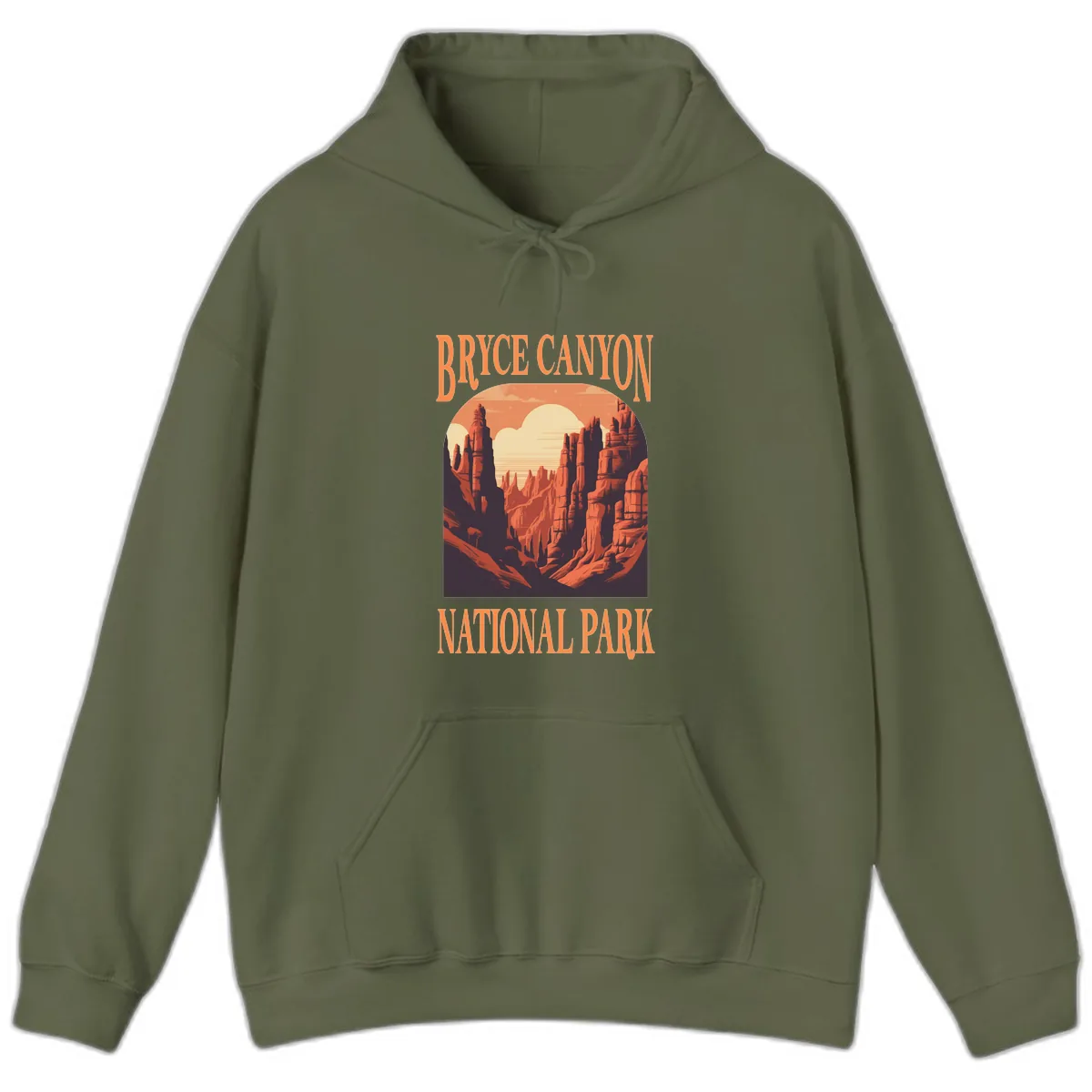 Bryce Canyon National Park Sunset Hoodie in Military Green