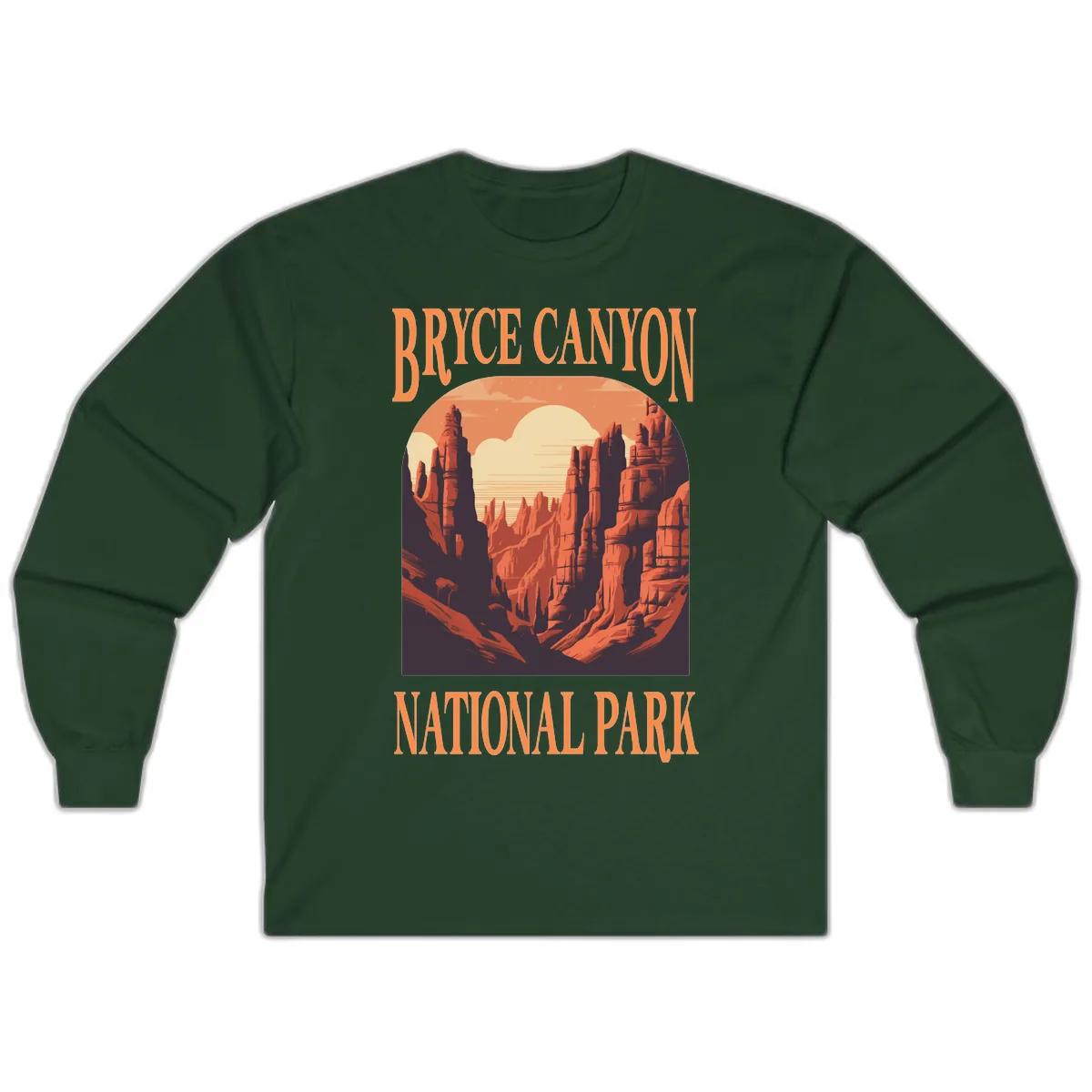 Bryce Canyon National Park Sunset Long Sleeve in Forest Green
