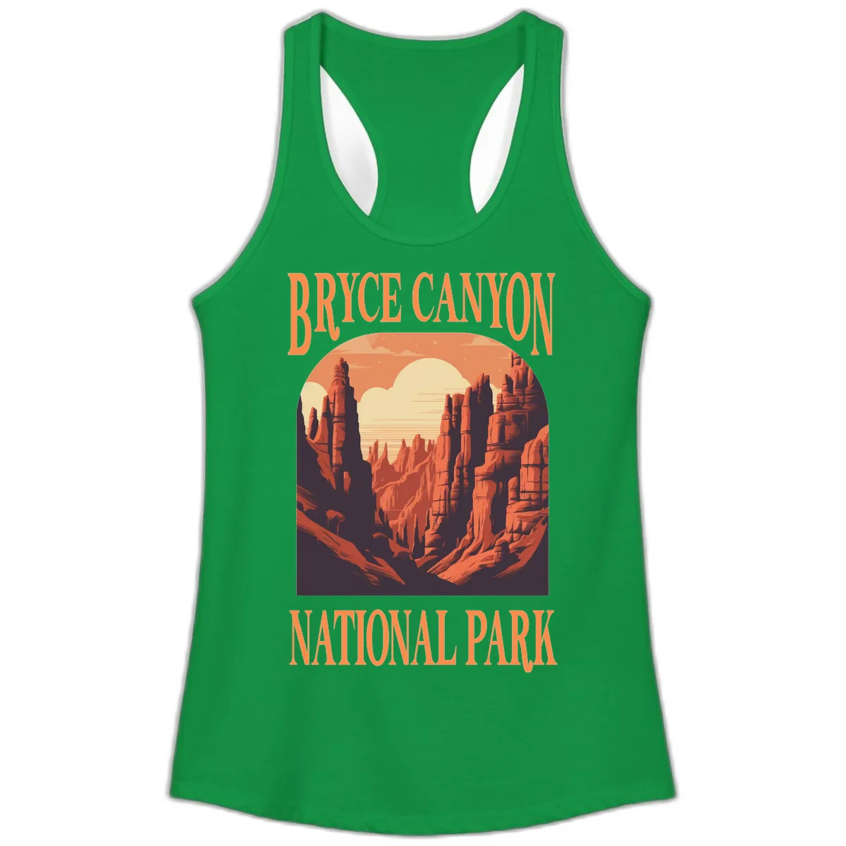 Bryce Canyon National Park Sunset Ladies Tank in Solid Kelly Green
