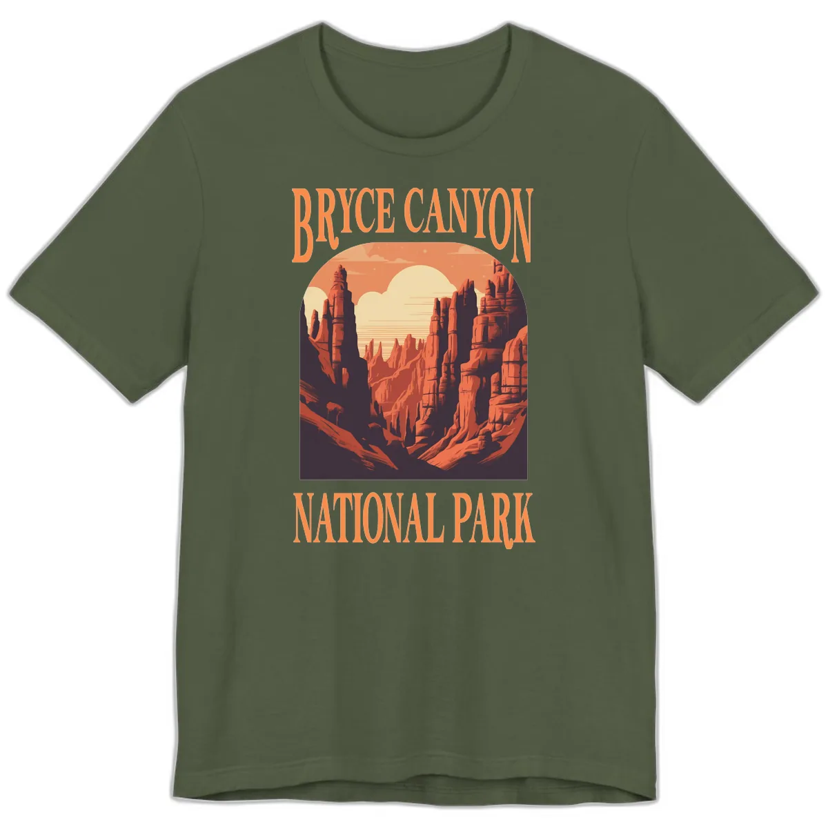 Bryce Canyon National Park Sunset Premium T-Shirt in Military Green