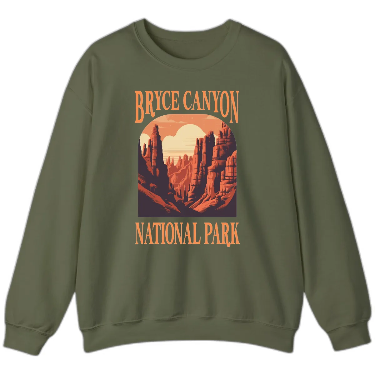 Bryce Canyon National Park Sunset Sweatshirt in Military Green