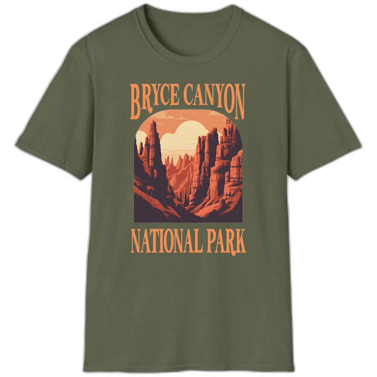 Bryce Canyon National Park Sunset T-Shirt in Military Green