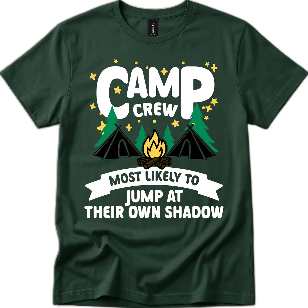 Camp Crew Shadow Jumpers T-Shirt in Forest Green