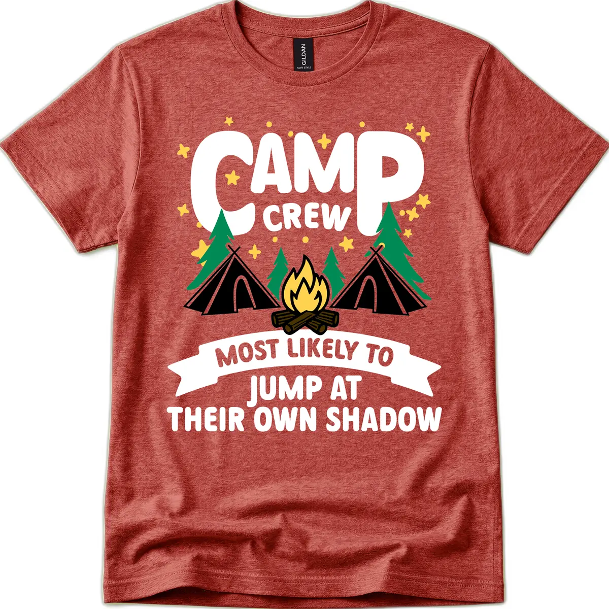 Camp Crew Shadow Jumpers T-Shirt in Heather Cardinal