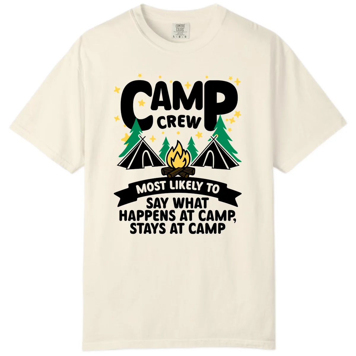 Camp Crew What Happens At Camp Comfort Color in Ivory